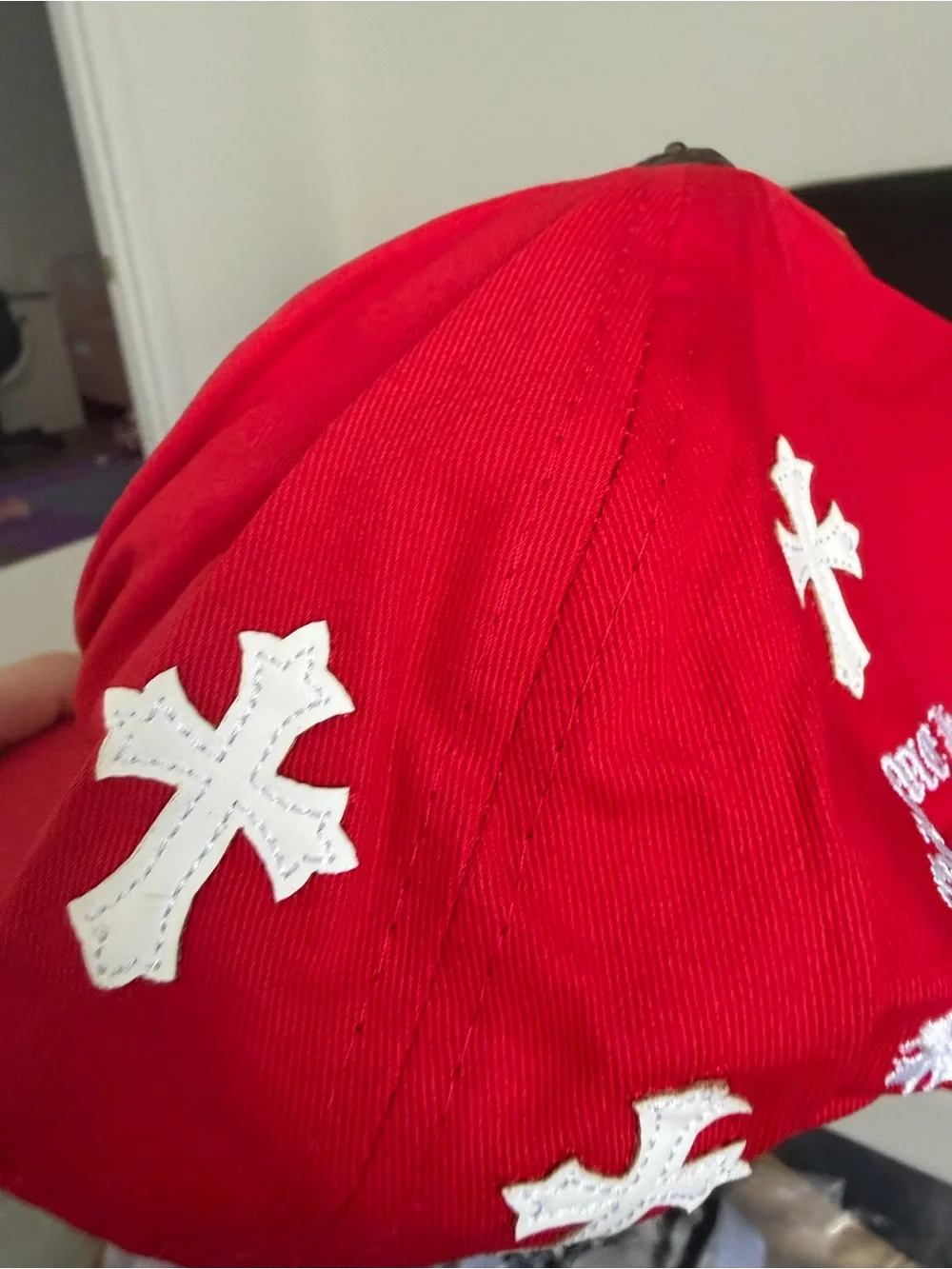 Red Gothic CH Cross Embroidered Baseball Cap Adjustable Unisex